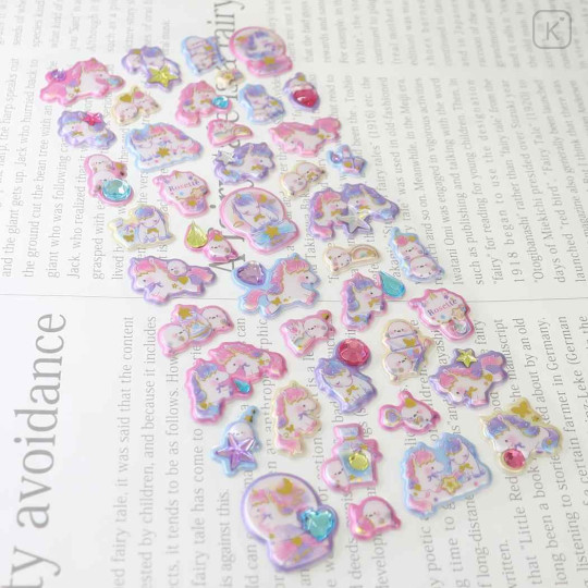 Japan Mellow Enaga Pearl Jewel Sticker - White Bird Shimaenaga Unicorn - 2