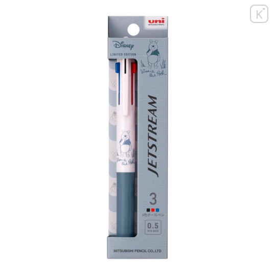 Japan Disney Jetstream New 3 Color Multi Ballpoint Pen - Pooh : White Light Pink - 1