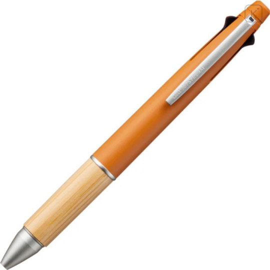 Japan Uni Jetstream 4&1 Bamboo Multi Ballpoint Pen + Mechanical Pencil - 0.5mm Sun Orange - 1