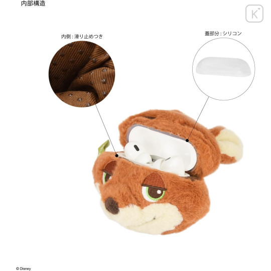 Japan Disney AirPods Pro 2 / Pro 1 Fluffy Case - Zootopia : Nick Wilde - 5