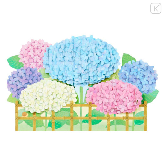 Japan Sanrio 3D Greeting Card - Hydrangeas on Hedge - 2