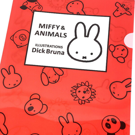 Japan Miffy A4 Clear File Folder - Miffy&Animals Red - 2