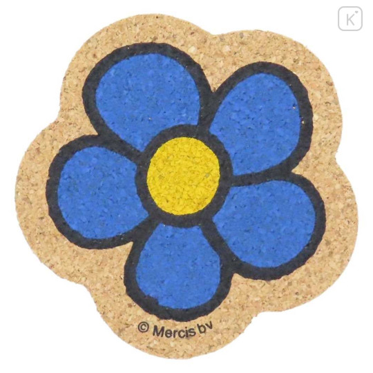 Japan Miffy Cork Coaster - Blue Flower Colorful - 1