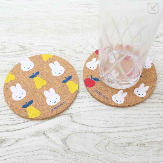 Japan Miffy Cork Coaster - Miffy : Fruits Apple Colorful - 3