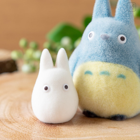 Japan Ghibli Flocked Figure - Totoro : Medium Blue & Small White - 5