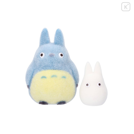 Japan Ghibli Flocked Figure - Totoro : Medium Blue & Small White - 6