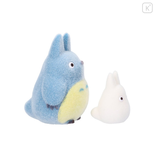Japan Ghibli Flocked Figure - Totoro : Medium Blue & Small White - 7