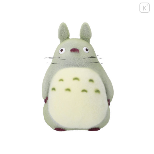 Japan Ghibli Flocked Figure - Totoro : Large Grey - 5