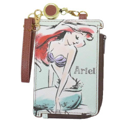 Japan Disney Pass Case Card Holder & Coin Case & Reel - Ariel : Watercolor Mint