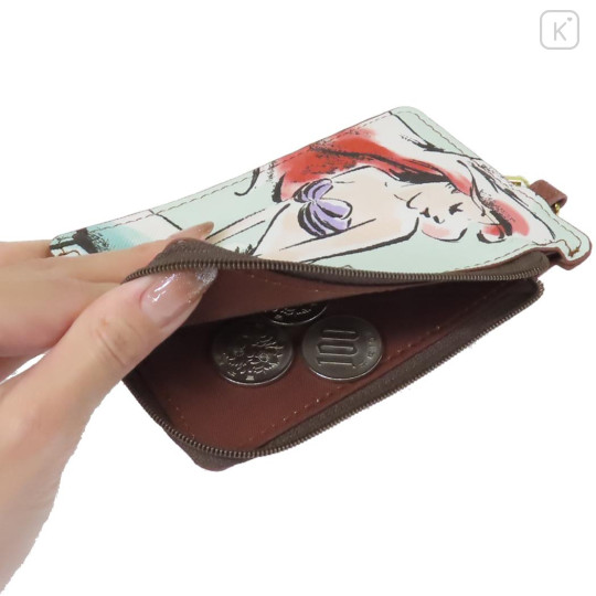 Japan Disney Pass Case Card Holder & Coin Case & Reel - Ariel : Watercolor Mint - 3
