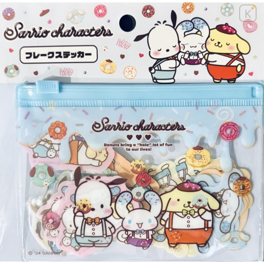 Japan Sanrio Flake Sticker with Slider Case - Boys Cinnamoroll & Pochacco & Pompompurin : Colorful Donut - 1
