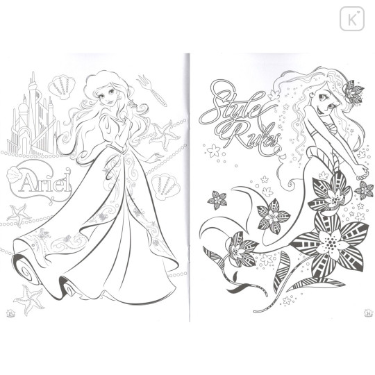 Japan Disney A5 Coloring Book - Disney Princess & The Little Mermaid : Painting - 2