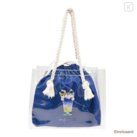 Japan Mofusand Clear Drawstring Tote Bag - Cat Nyan Colorful Soda - 3
