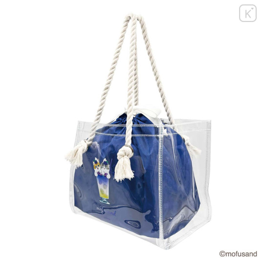 Japan Mofusand Clear Drawstring Tote Bag - Cat Nyan Colorful Soda - 5