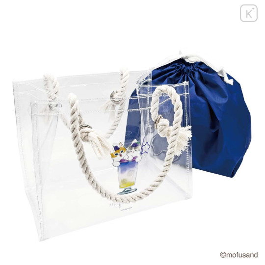Japan Mofusand Clear Drawstring Tote Bag - Cat Nyan Colorful Soda - 8