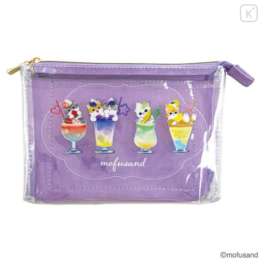 Japan Mofusand 3 Pockets Flat Pouch - Cat Nyan Colorful Soda - 3