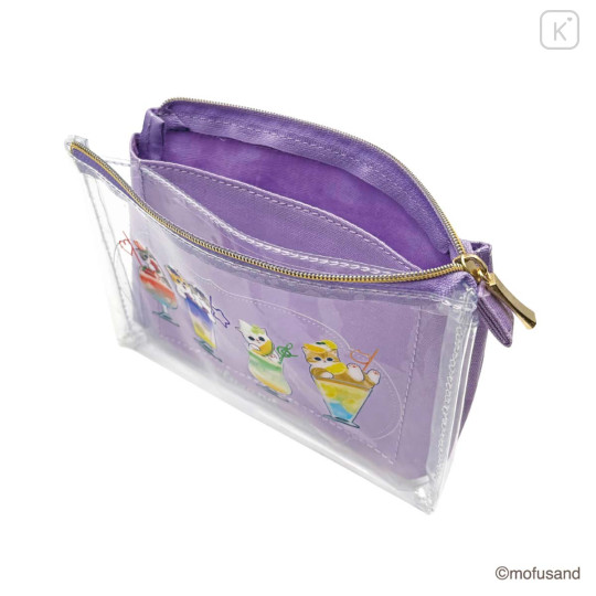 Japan Mofusand 3 Pockets Flat Pouch - Cat Nyan Colorful Soda - 5