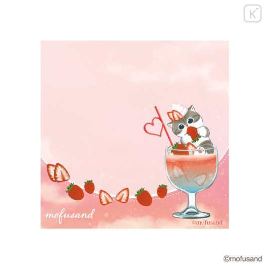 Japan Mofusand Sticky Notes - Cat : Colorful Soda Strawberry - 1