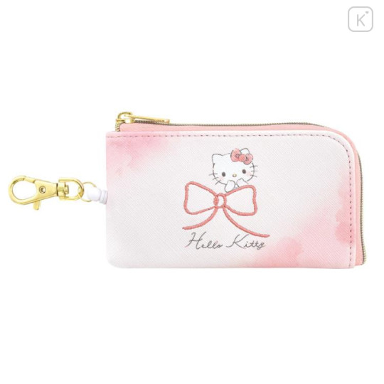 Japan Sanrio Pass Case & Key Case with Reel - Hello Kitty : Watercolor Cloud Drawing - 1
