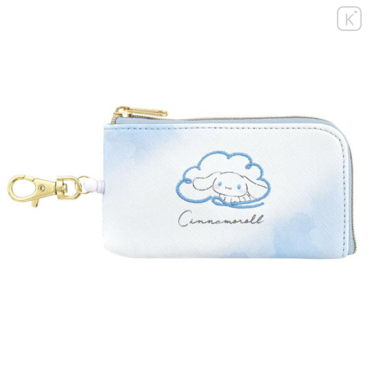 Japan Sanrio Pass Case & Key Case with Reel - Cinnamoroll : Watercolor Cloud Drawing - 1