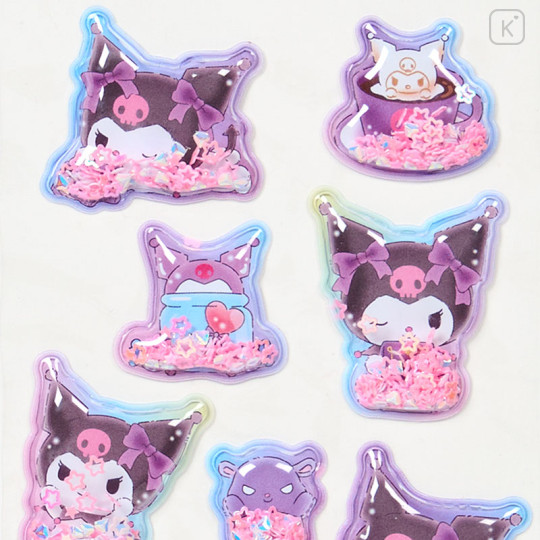 Japan Sanrio Shake Shake Capsule Seal Sticker - Kuromi : Baku 3D - 3