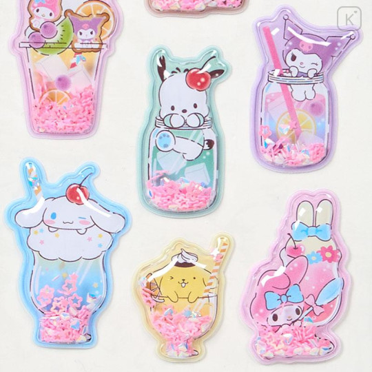 Japan Sanrio Shake Shake Capsule Seal Sticker - Characters : Soda Drink 3D - 4