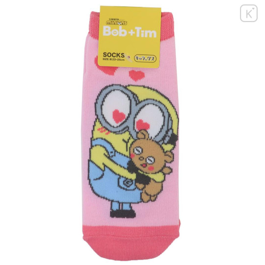 Japan Minions Socks - Minions : Bob Bear Tim Love Pink - 1