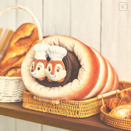 Japan Disney Store Reversible Blanket with Case - Chip & Dale : Mickey's Bakery Roll Bread - 1
