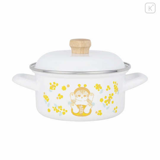 Japan Mofusand Enamel Pot with Handle 15cm - Mimosa - 7