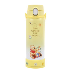 Japan Disney Store One Push Water Bottle with Strap - Pooh : Gradient Splendid Colors Drinkware