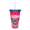 Japan Disney Straw Tumbler - Stitch : Aloha Watermelon - 1