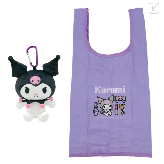 Japan Sanrio Eco Shopping Bag & Mascot Plush - Kuromi : Beauty - 1