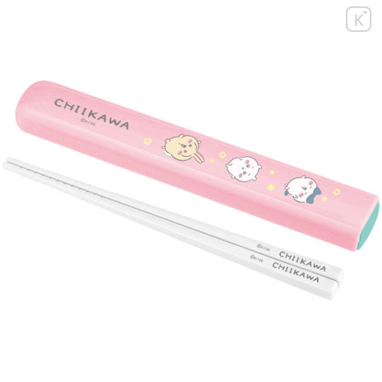 Japan Chiikawa Chopsticks 16.5cm with Case - Chiikawa & Hachiware & Usagi : Pink Blue Dance - 1