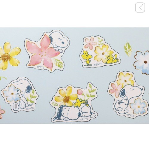 Japan Peanuts Plump Flake Sticker - Snoopy & Flower - 2
