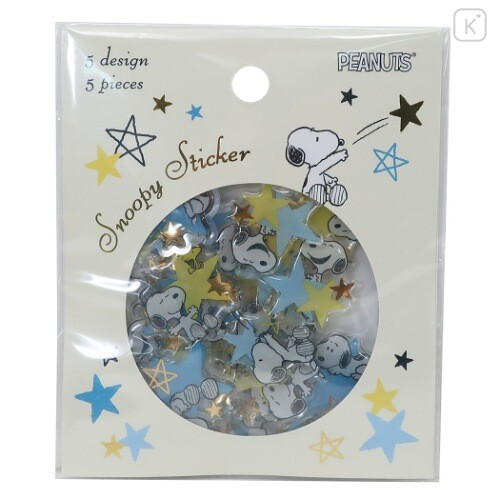 Japan Peanuts Plump Flake Sticker - Snoopy & Stars