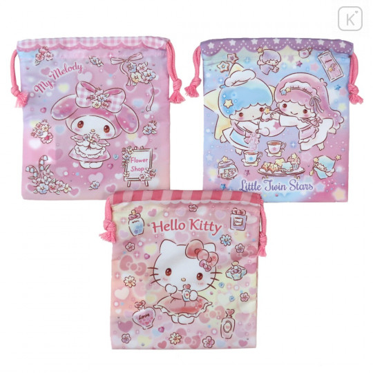 Japan Sanrio Drawstring Bag 3pcs Set - Hello Kitty Melody Little Twin Stars - 2