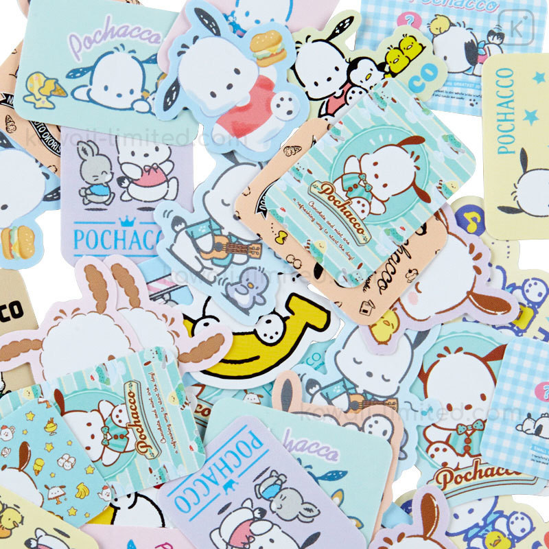 Japan Sanrio Stickers With Mini Paper Bag Pochacco Kawaii Limited