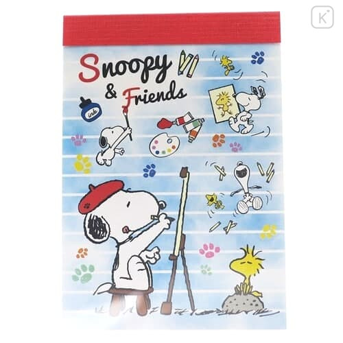 Japan Peanuts Mini Notepad - Snoopy & Friends Painting - 1