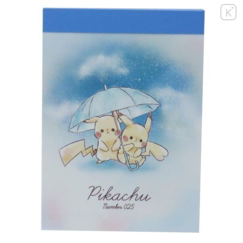Japan Pokemon Mini Notepad - Pikachu Numbers 025 Rainy Day - 1