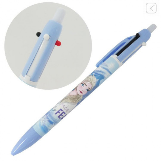 Japan Disney 2+1 Multi Color Ball Pen & Mechanical Pencil - Elsa Face Your Fear - 1