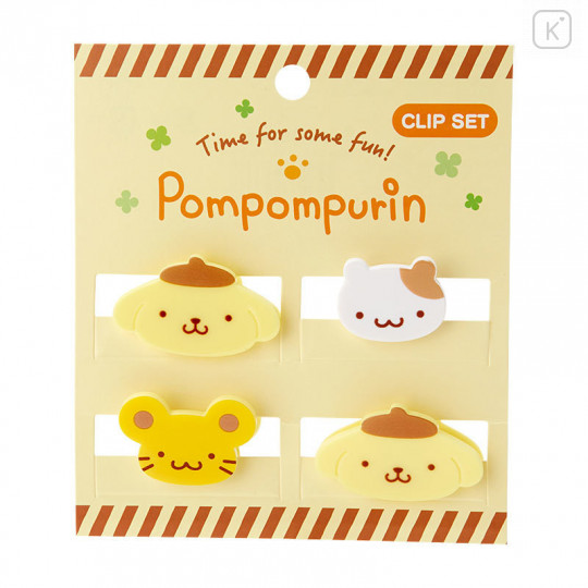 Japan Sanrio Mini Face Clip Set - Pompompurin - 1