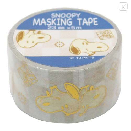 Japan Peanuts Washi Paper Masking Tape - Snoopy White with Gold Foil - 1