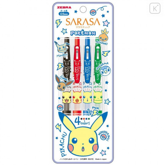 Japan Pokemon Sarasa Clip Gel Pen 4pcs Set - Pikachu - 1