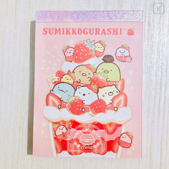 Japan San-X Mini Notepad - Sumikko Gurashi / Strawberry Party - 1