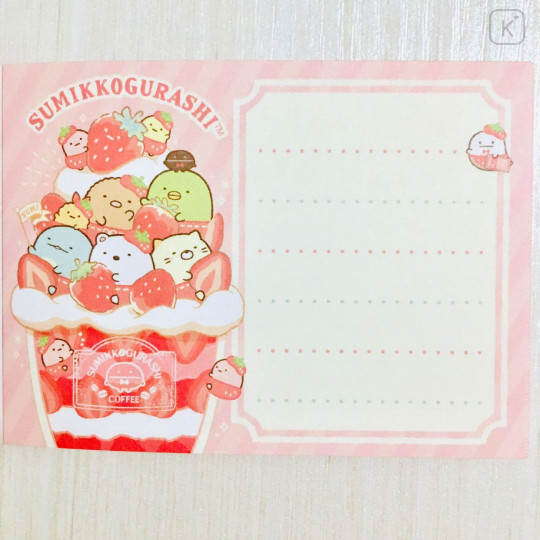 Japan San-X Mini Notepad - Sumikko Gurashi / Strawberry Party - 2