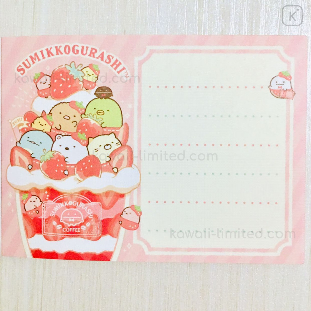 Sumikko Gurashi Notepad 100 sheets Strawberry Cafe Memo pad Kawaii Japan SAN-X 