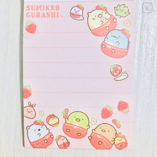Japan San-X Mini Notepad - Sumikko Gurashi / Strawberry Party - 3