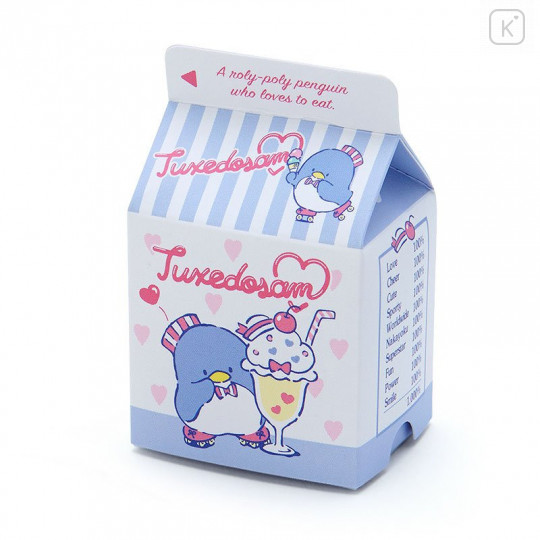 Japan Sanrio Sticker with Milk Pack Case - Tuxedosam - 5