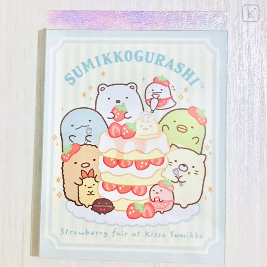 Japan San-X Mini Notepad - Sumikko Gurashi / Strawberry Cake - 1