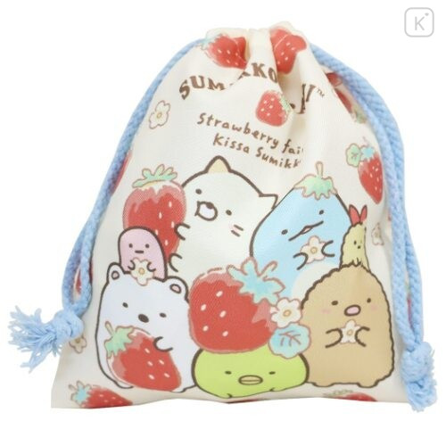 Japan Sumikko Gurashi Drawstring Bag - Strawberry - 1